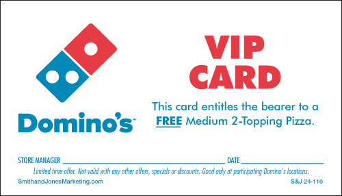 V.I.P. Card (Free Medium 2-Topping Pizza)