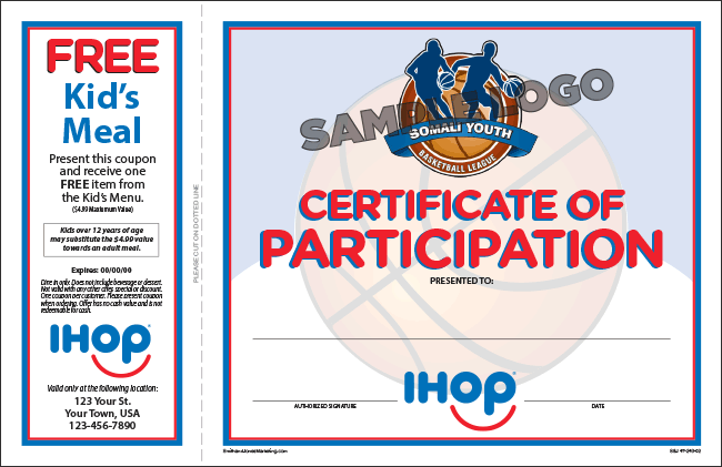 Basketball Sports Participation Certificate