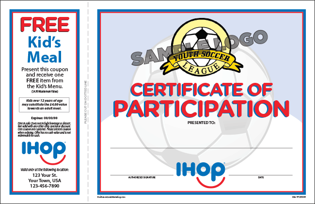Soccer Sports Participation Certificate