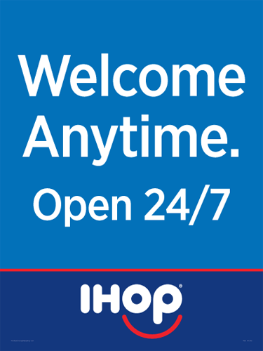 Welcome Anytime, Open 24/7 Window Cling (9" x 12")