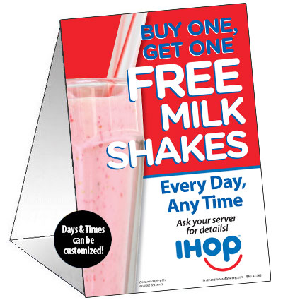 BOGO Milkshake Table Tent (Red & Blue)