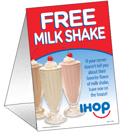 Free Milkshake Table Tent