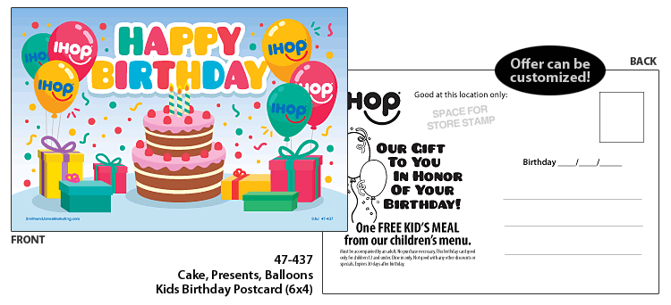 Kid's Birthday Postcard - Cake, Presents, Balloons