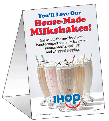 Try Our House-Made Milkshakes Table Tent