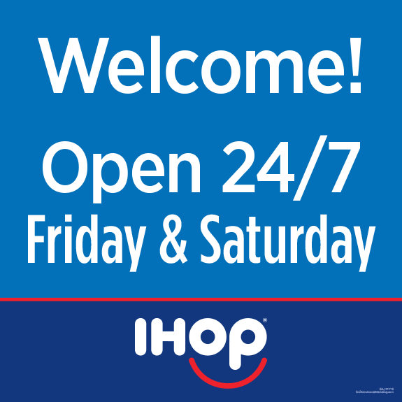 Welcome, Open 24/7 Friday & Saturday Window Cling (2' x 2')