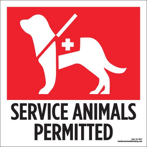 Service Animals Permitted Window Cling - Click Image to Close
