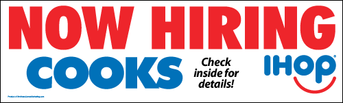 "Now Hiring Cooks" Banner - Click Image to Close