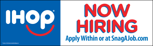 "Now Hiring" Banner with Apply Info - Click Image to Close