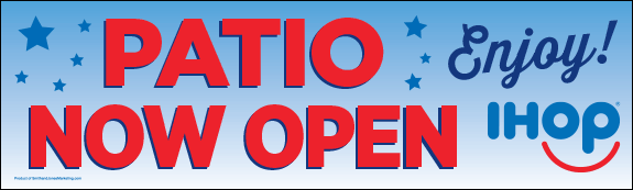 Patio Now Open Banner - Click Image to Close