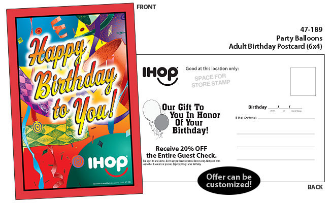 Adult Birthday Postcard - Party Balloons - Click Image to Close