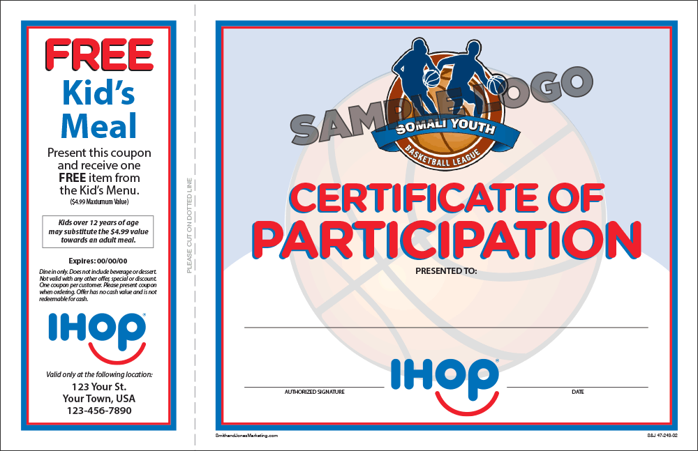 Basketball Sports Participation Certificate - Click Image to Close