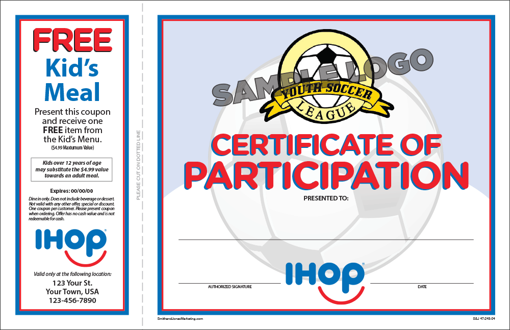 Soccer Sports Participation Certificate - Click Image to Close