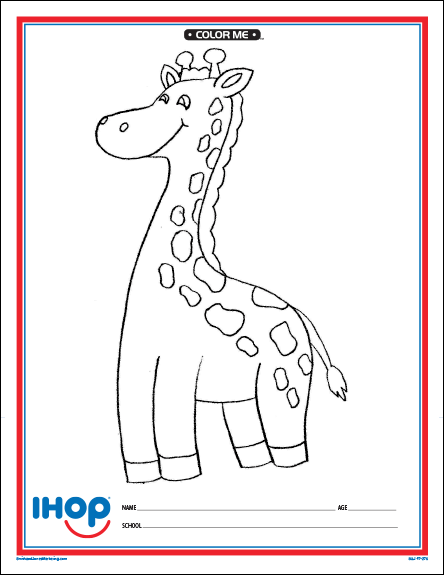 Giraffe Color Me Sheet - Click Image to Close