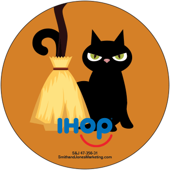 Halloween Cat and Broom Sticker - Click Image to Close
