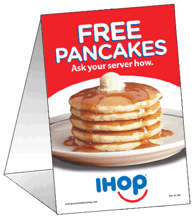 Free Pancakes Table Tent - Click Image to Close