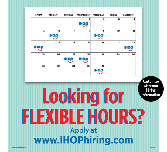 Flexible Hours Hiring Window Cling (Calendar) [3' x 3'] - Click Image to Close