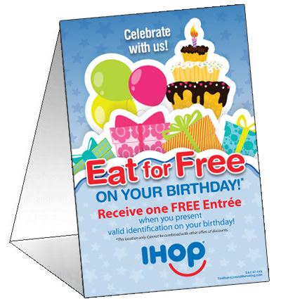 Eat Free on Your Birthday Table Tent - Click Image to Close