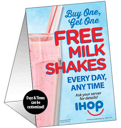 BOGO Milkshake Table Tent (Blue) - Click Image to Close