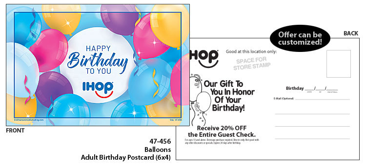 Adult Birthday Postcard - Balloons - Click Image to Close