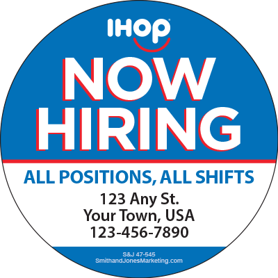 Now Hiring Sticker with Address - Click Image to Close