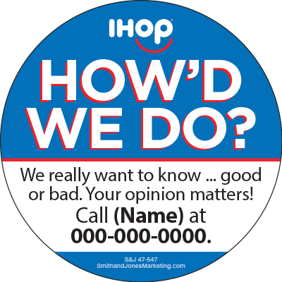 How'd We Do Sticker (Blue/Red) - Click Image to Close