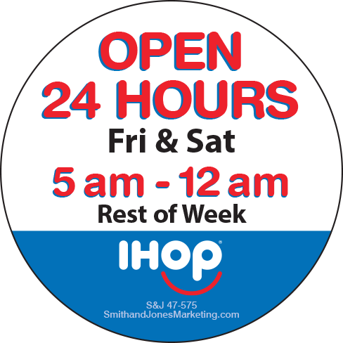 Open 24 Hours Friday & Saturday Sticker - Click Image to Close