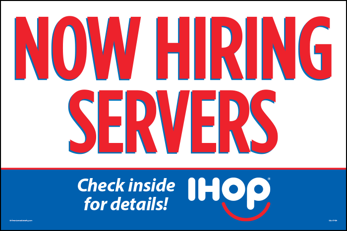 Now Hiring Servers Yard Sign - Click Image to Close