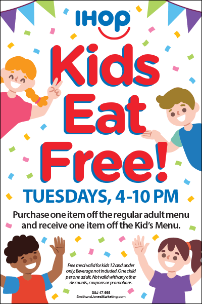 Kids Eat Free Table Tent - Click Image to Close