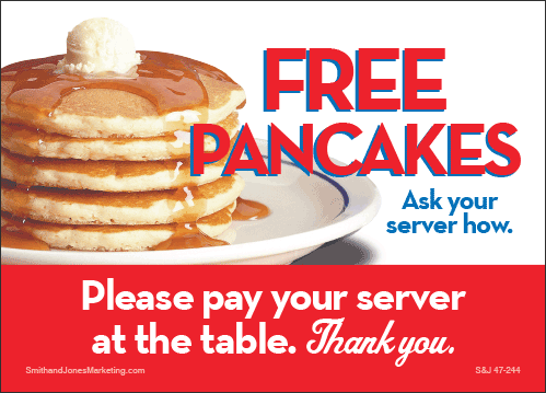 Pay Your Server Label (Free Pancakes)