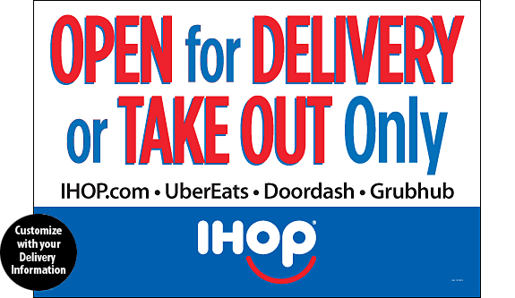 "Open for Delivery and Take Out Only" Yard Sign